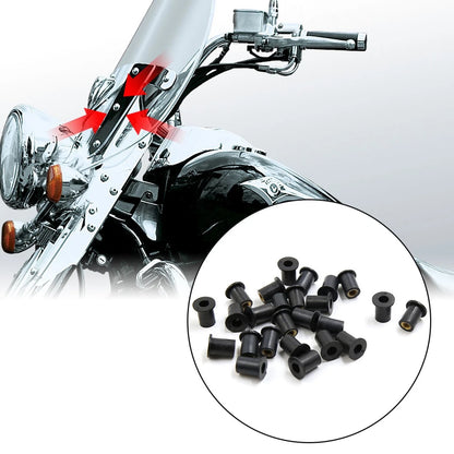 Well Nuts / 25pcs Black Rubber M5 Windscreen Fastener for Motorcycles