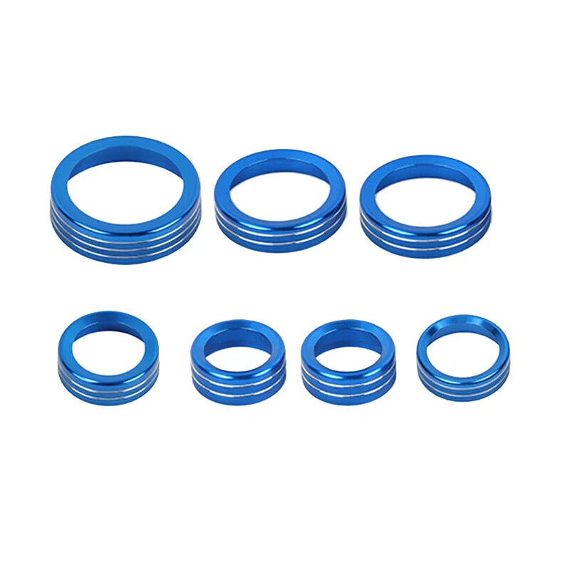 7PC Blue Center Console Audio Switch Knob Trim Ring for Bronco Sport (2021-)