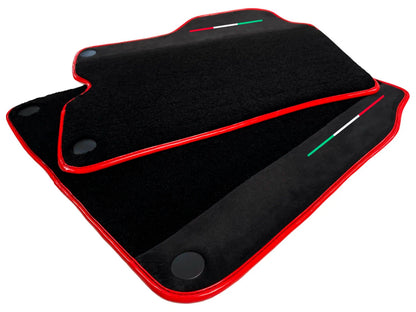 Black Floor Mats for Ferrari California with Alcantara Red Trim (2008-2014)