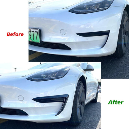 Gloss Black Bumper Side C Canards Covers Trims for Tesla Model 3 (2017–2023)
