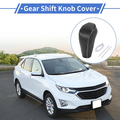 Gear Shift Knob Cover for Chevrolet Cruze (2011-2015) Black Carbon Fiber Grey