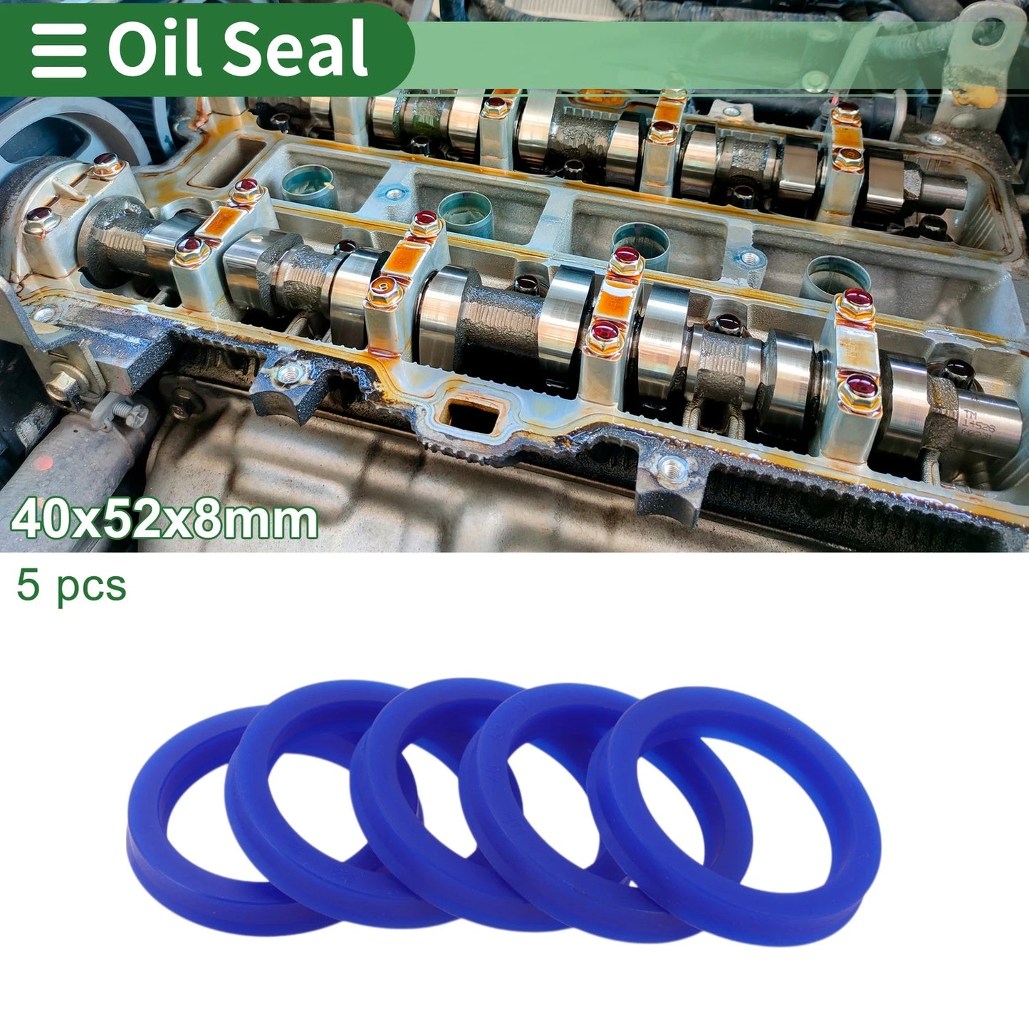 Oil Seal 40x52x8mm Seal Ring Rotary Shaft Seal TPU Blue 5 Pcs