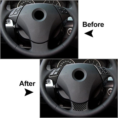 5 Pcs Carbon Fiber Steering Wheel Cover Trim for BMW 5 Series (2003-2010)