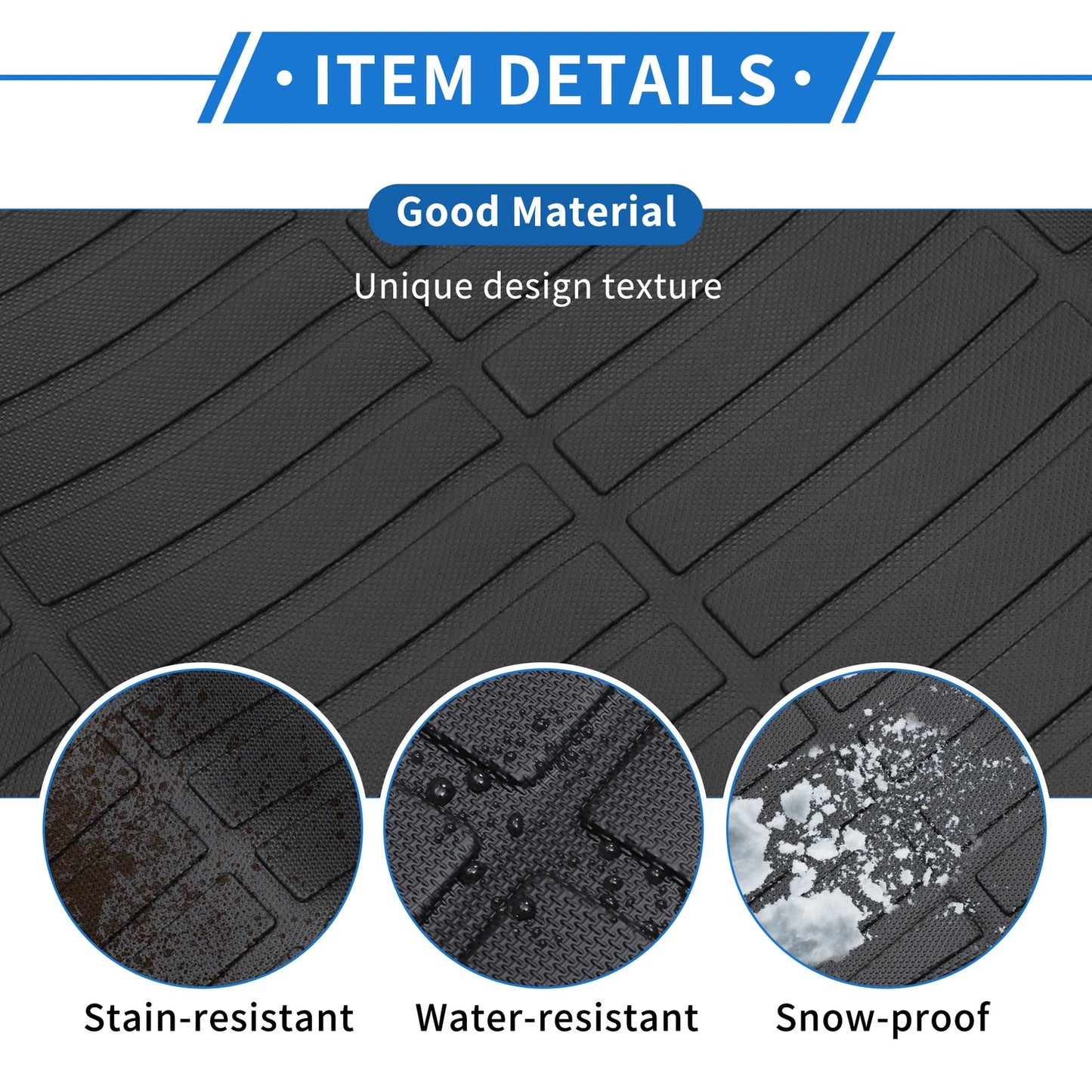 Cargo Liner Rear Trunk Mat for Volvo XC90 (2016-2024) Long Stripe Pattern TPE