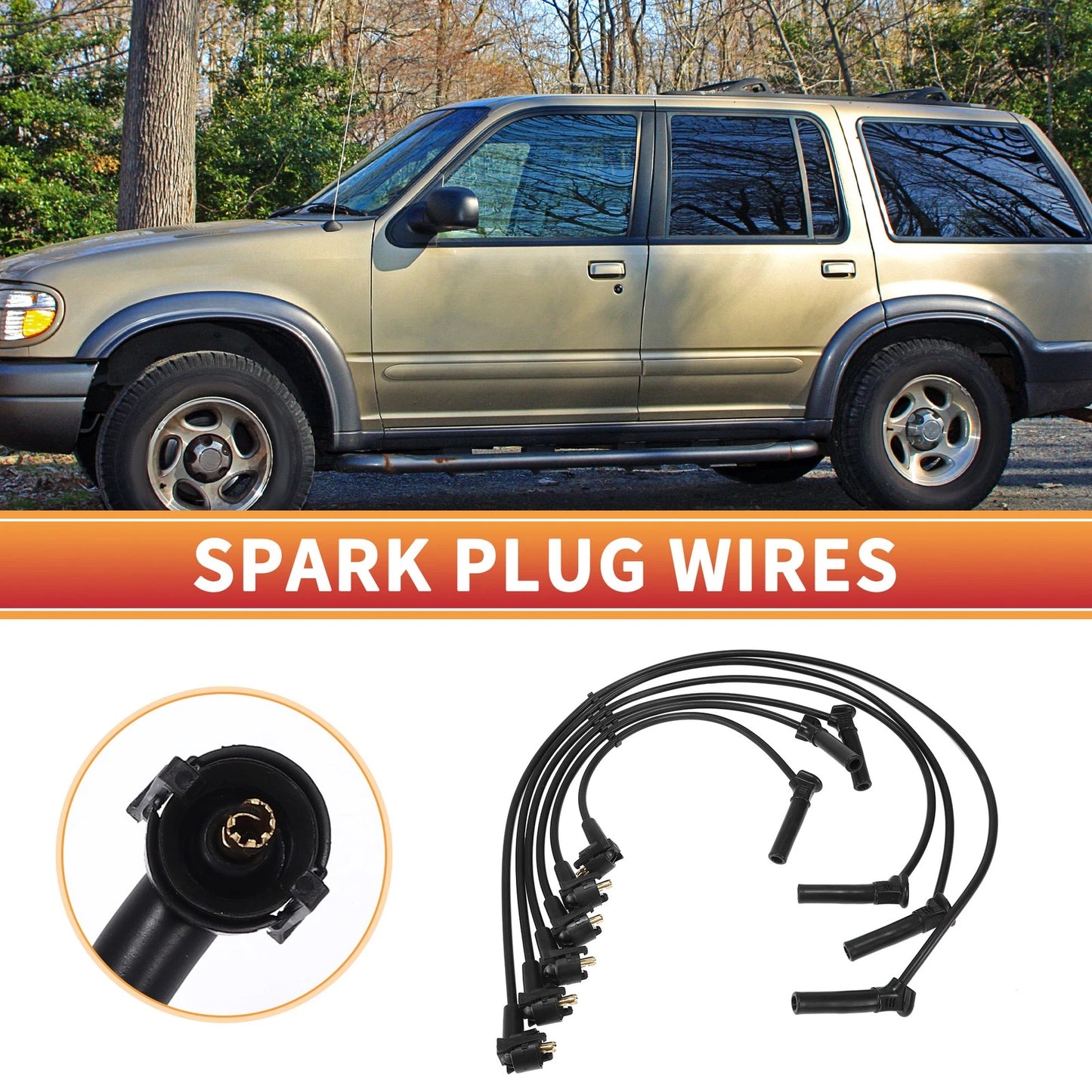 6 x Spark Plug Wire Ignition Coil Cables for Ford Explorer (2002-2005)