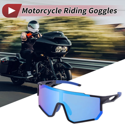 Motorcycle Riding Goggles Blue Lens Black Frame for Motorcycle Sunglasses