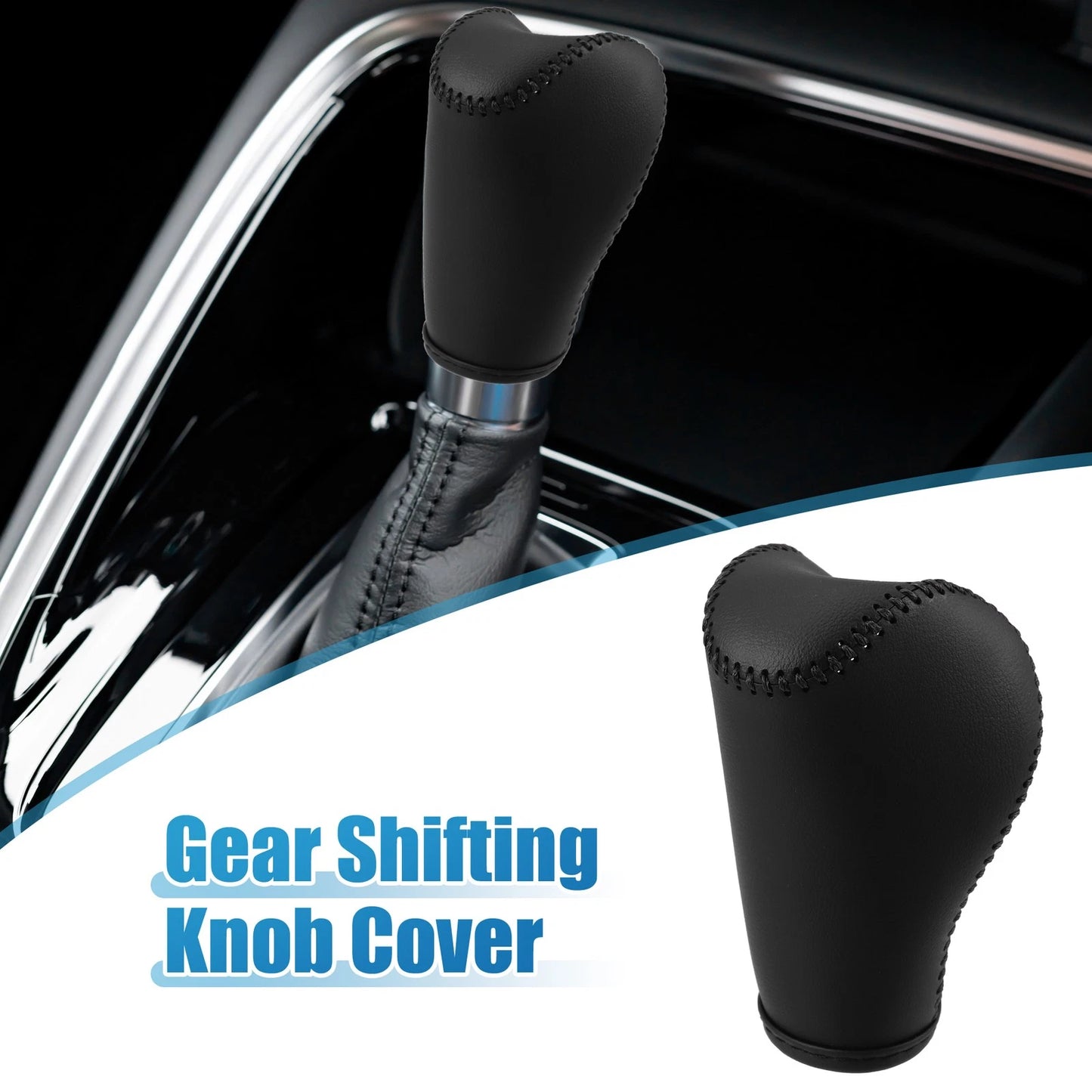 Gear Shifting Knob Cover for Jeep Cherokee 2014 PU Leather Black