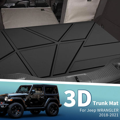 Flat Face Cargo Liner Rear Trunk Mat for Jeep Wrangler 2 Door (2018-2021)