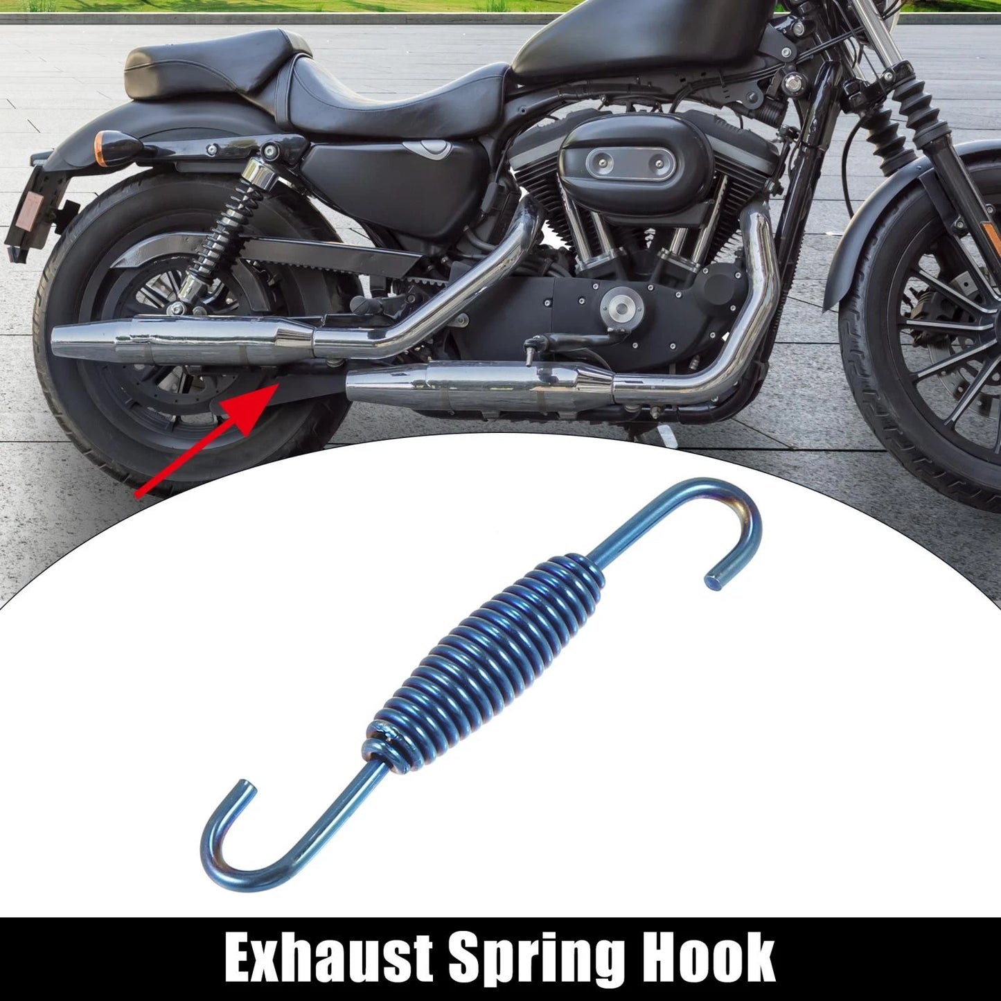 Universal Exhaust Pipe Spring Hook 68mm 2.68" Steel Blue for Motorcycle
