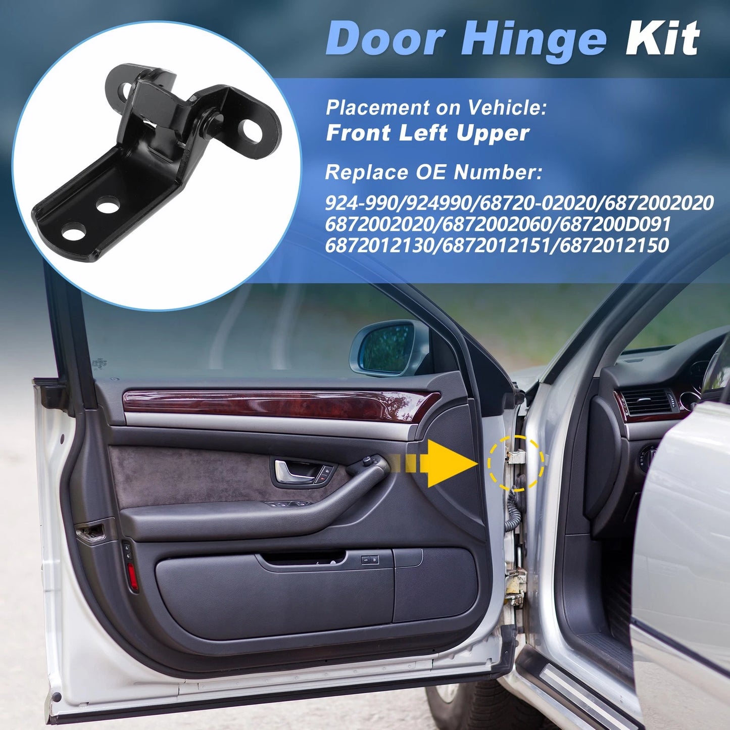 Upper Door Hinge Assembly for Toyota 4Runner, Camry, Tacoma, Corolla (2003-2023)