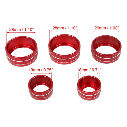 5 x Red AC Climate Control Knob Trim Covers for Toyota Camry (2018-2020)