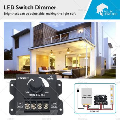 12V-24V Metal LED Strip Light Dimmer Controller for Various Models (N/A)