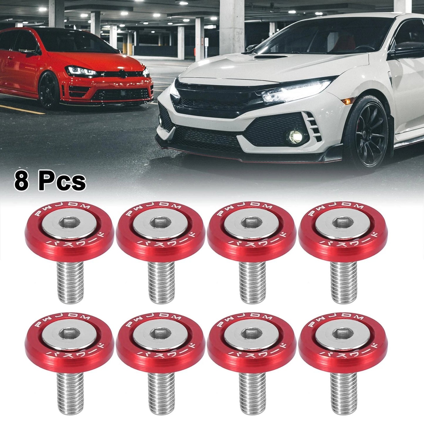 8 x Red M6 Release Fastener Bumper Washer Bolt Trunk Mudguard for Car