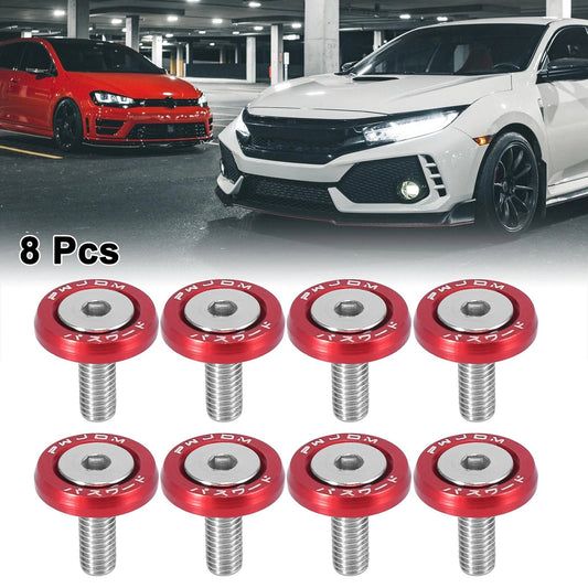 8 x Red M6 Release Fastener Bumper Washer Bolt Trunk Mudguard for Car