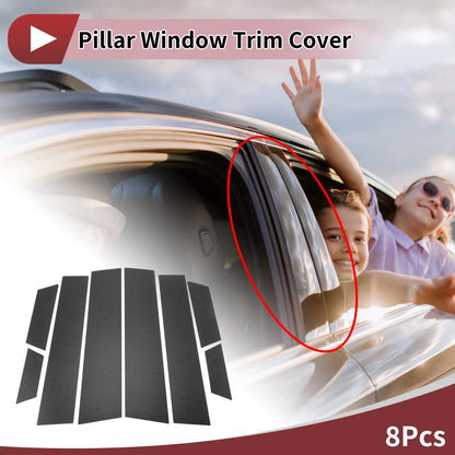 8 Pcs Car Door Pillar Window Trim for Honda HR-V (2022) Black Carbon Fiber