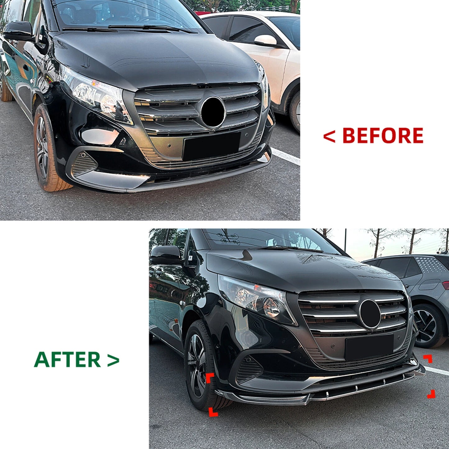Front Spoiler Lip Splitter for Benz V Class W447 (2024-2025)