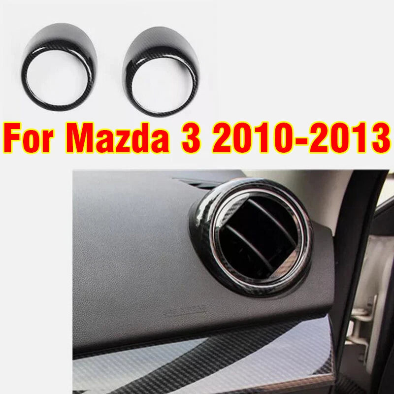2 x ABS Carbon Fiber Style Interior Side Vent Cover Trim for Mazda 3 (2010–2013)
