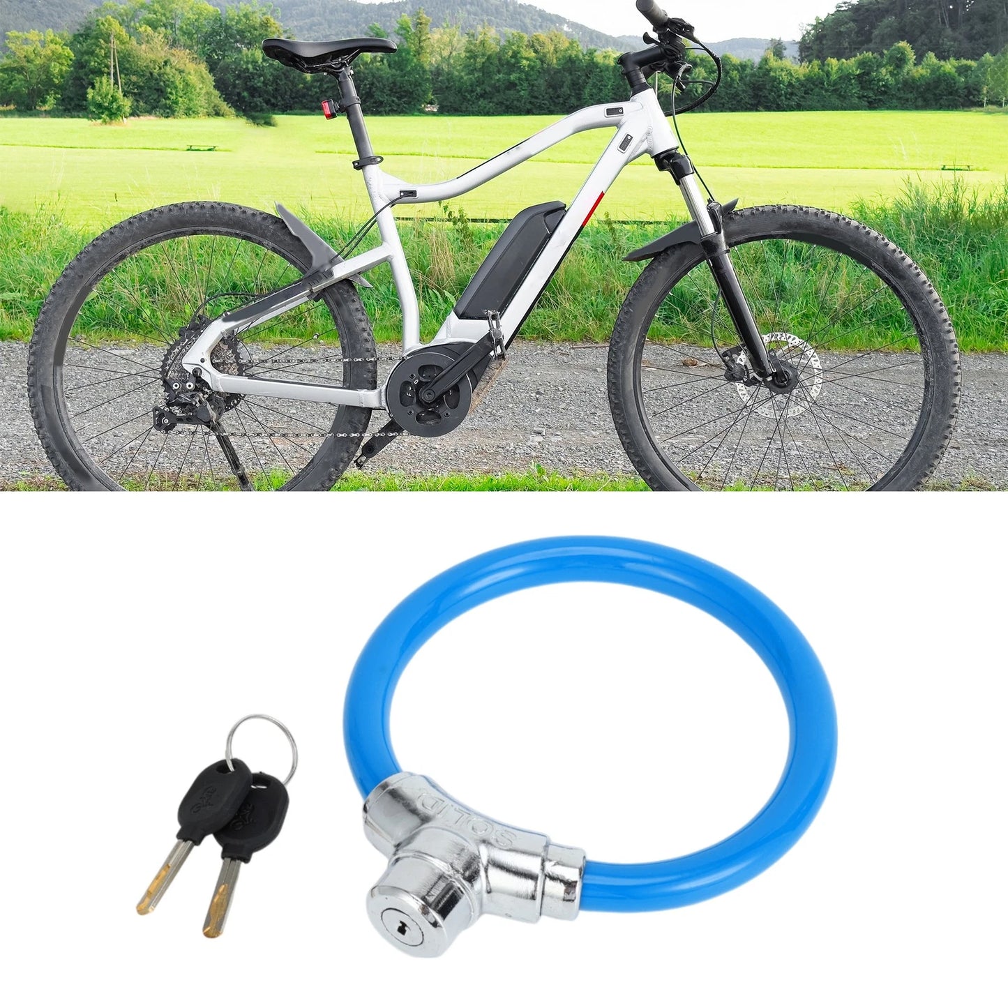 Portable 46cm Anti-Theft Cable Bike Lock for Bicycle - Blue