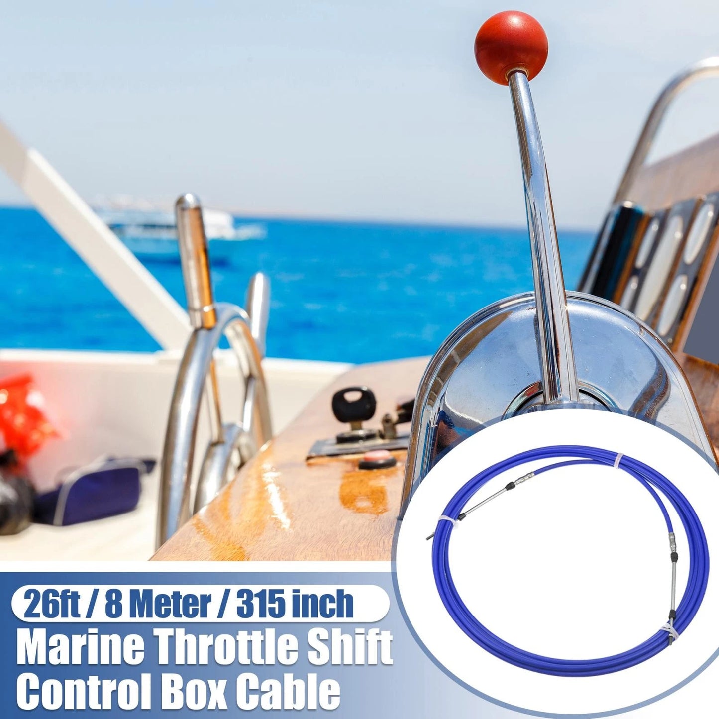 2 x / 26ft 315 Inch / Marine Type Shift Remote Control Box Cable for Yamaha