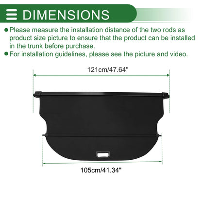 Trunk Retractable Cargo Cover for CHEVROLET Equinox EV (2024 - 2025) Black