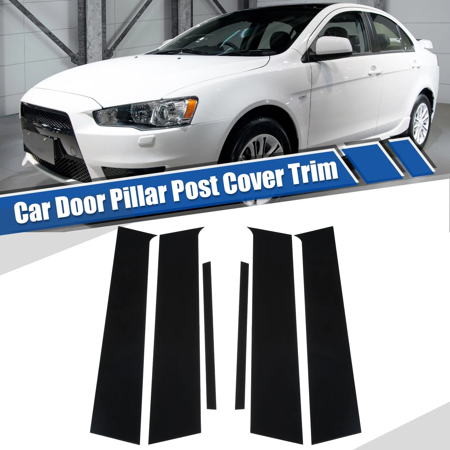 Glossy Black Car Door Window Pillar Post Covers for Mitsubishi Lancer (08-17)