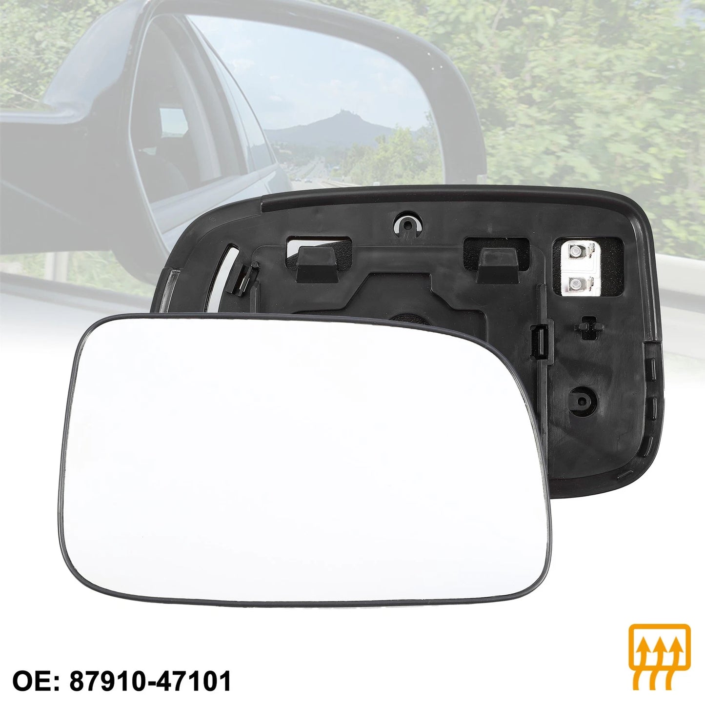 Heated Right Side Rearview Mirror Glass with Backing Plate for Toyota Prius