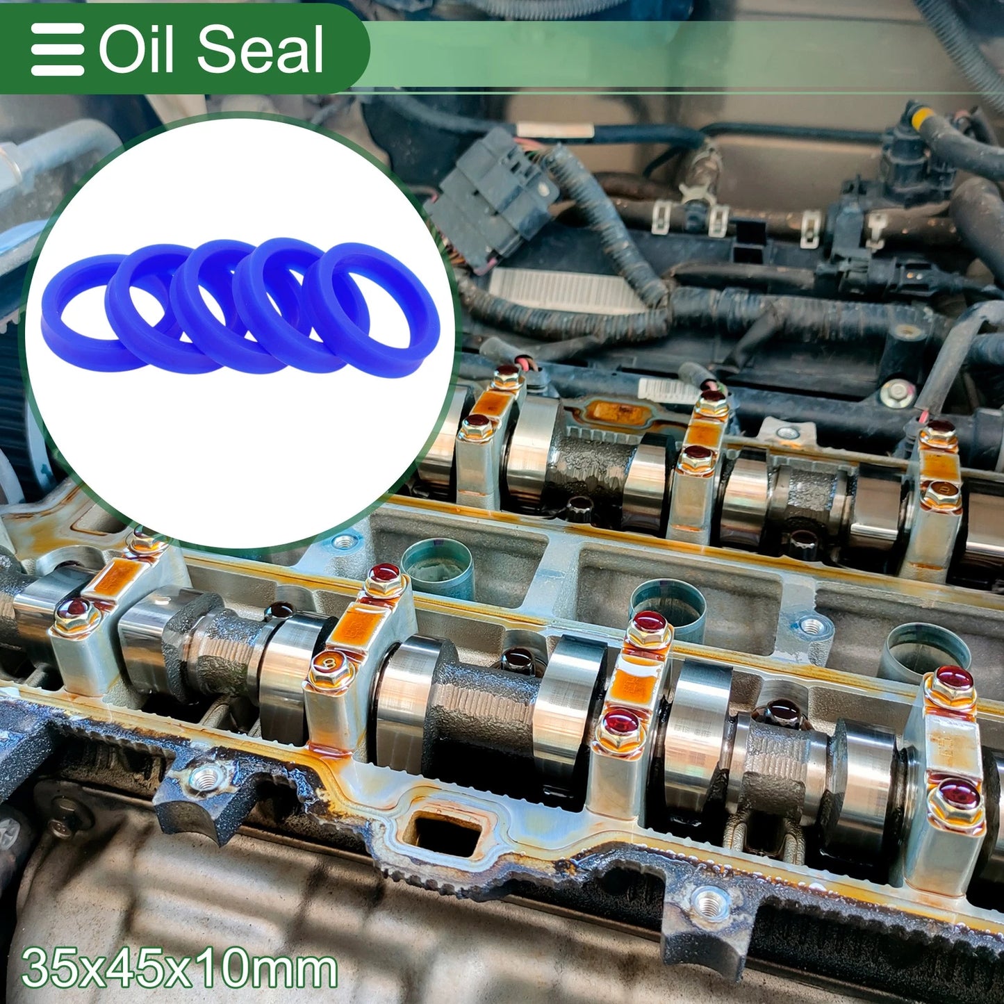 Oil Seal 35x45x10mm Rotary Shaft Seal TPU High Pressure Blue 5 x