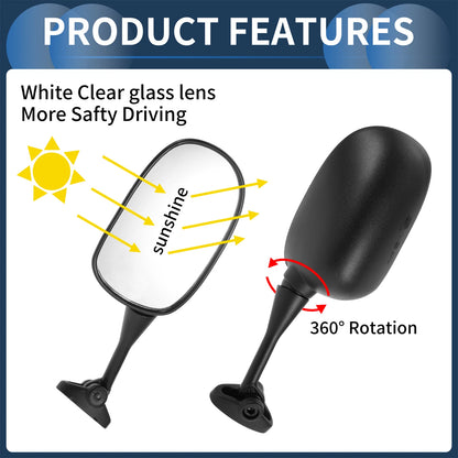 Set of 2 Motorcycle Rear View Mirrors for Honda CBR600RR (2003-2012)