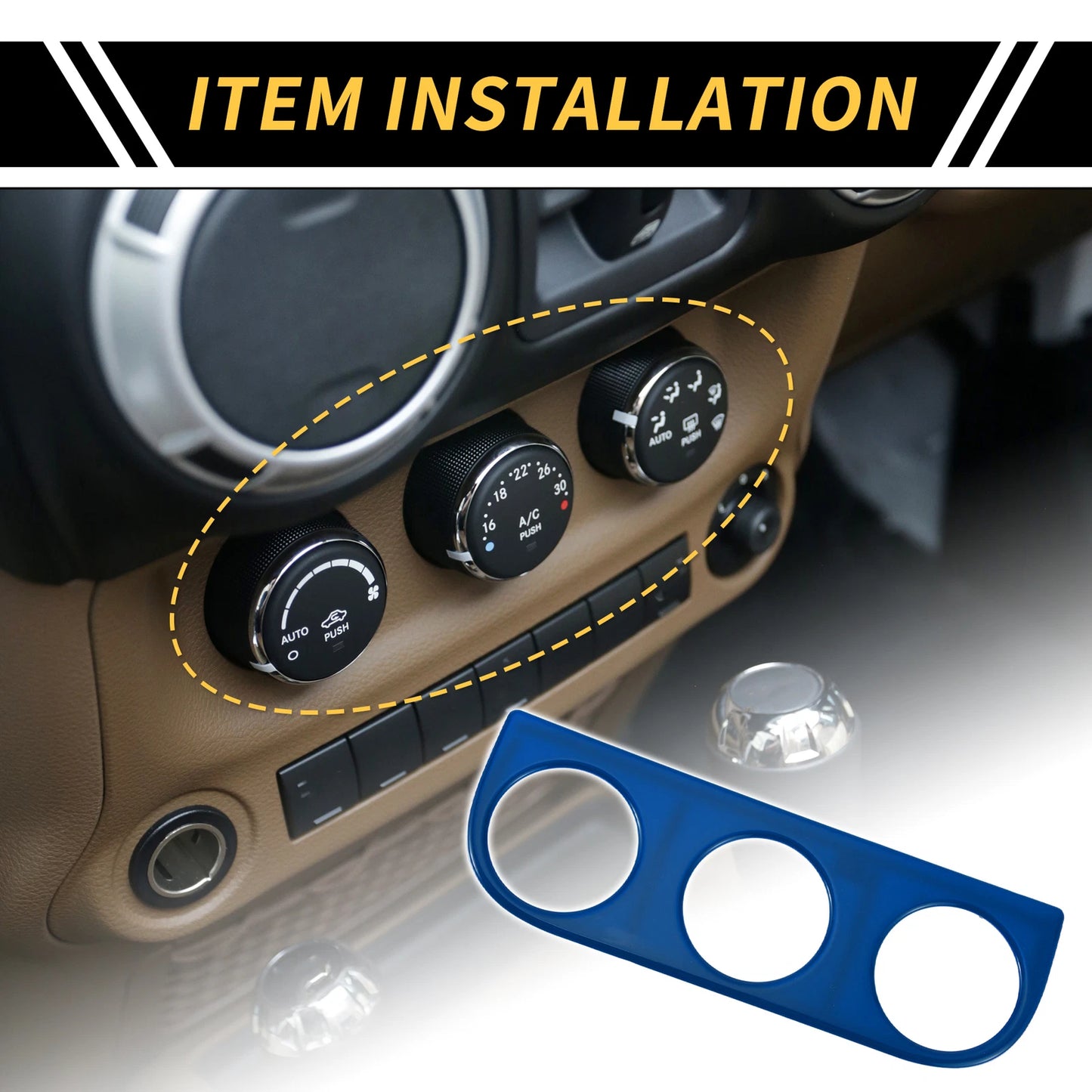 AC Switch Button Control Cover Trim for Jeep Wrangler JK (2011-2017) Blue