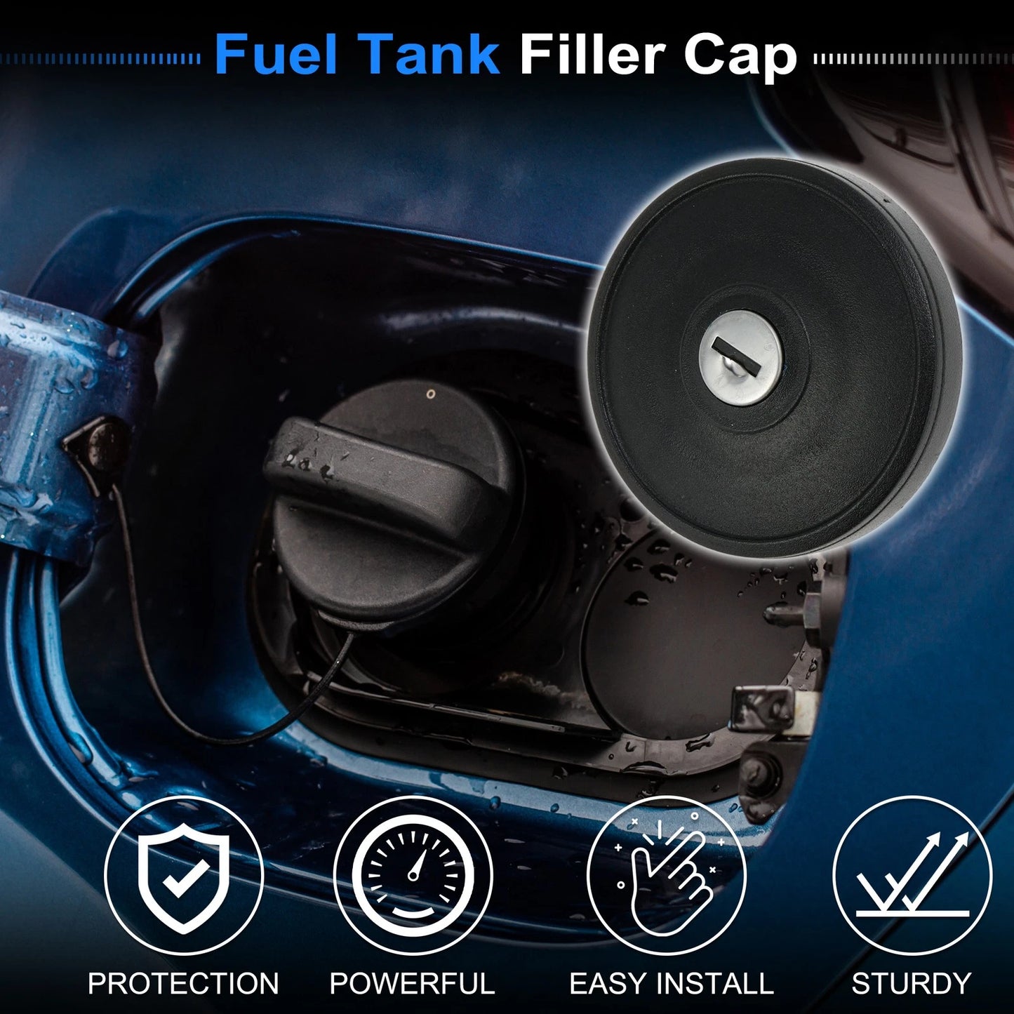 Gas Cap for Peugeot Partner (2008-2020) Black Fuel Tank Cap 1 Set