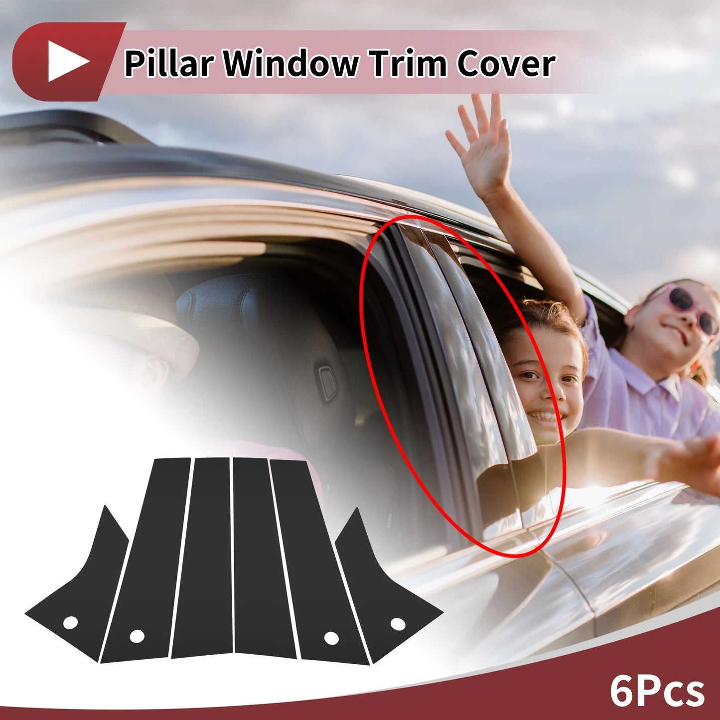 Door Pillar Window Trim for Ford Mach-E 2021-2022 Black Trim