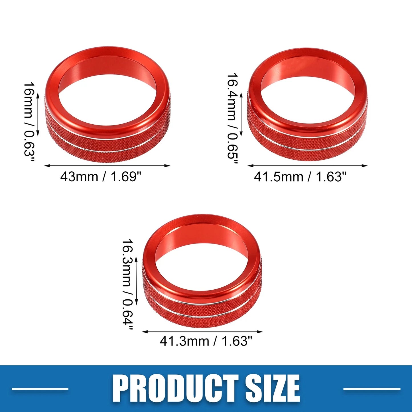 Car Air Conditioner Knobs for Jeep Wrangler JL JLU 2018-2022 Red 3 x Set
