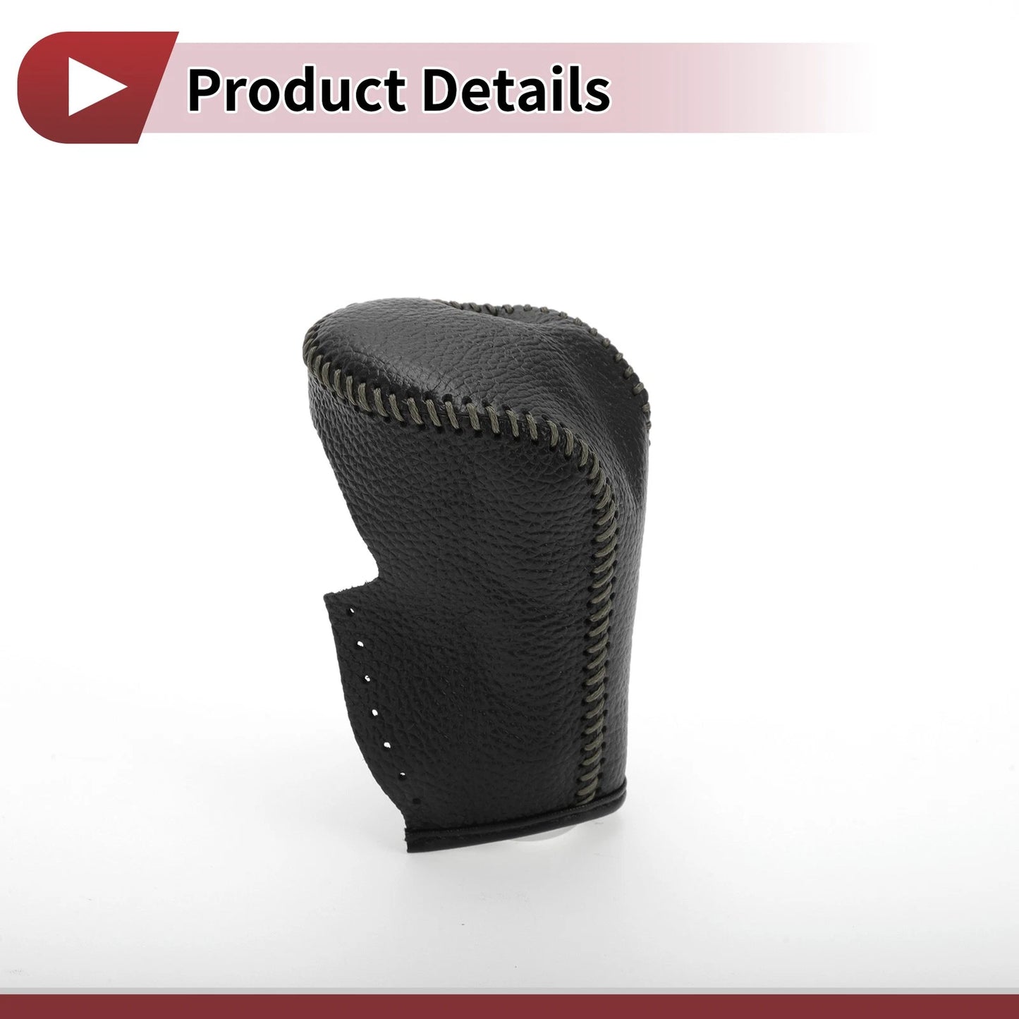 Gear Shift Knob Cover for Honda Accord (2008-2012) Pebbled Black Grey Leather