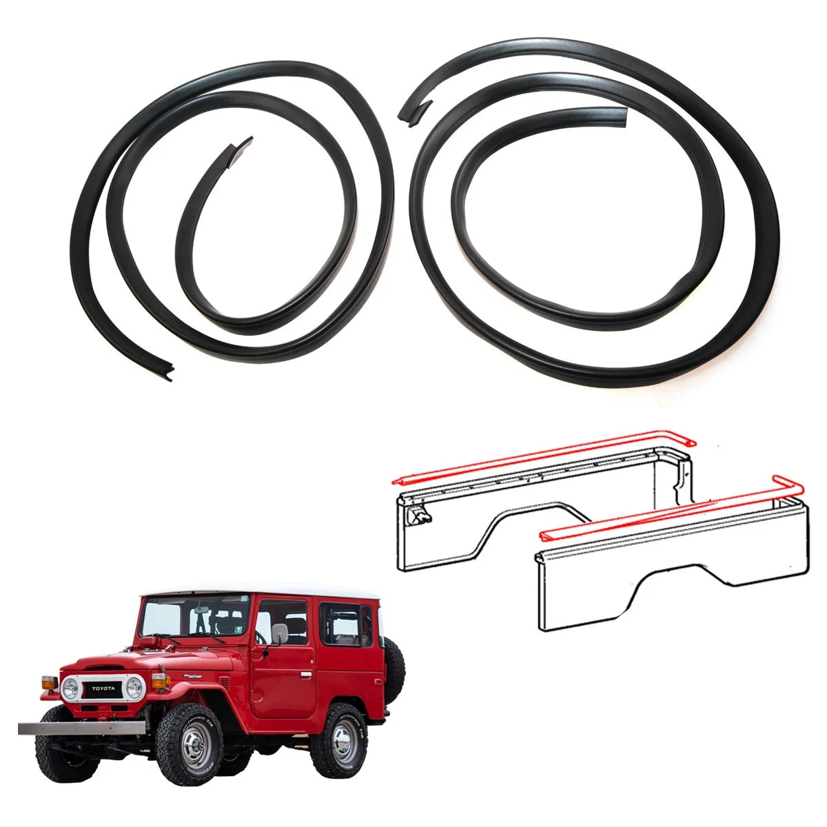 Rear Weatherstrip for Toyota Land Cruiser Hardtop BJ45 FJ45 HJ45 1974-1984