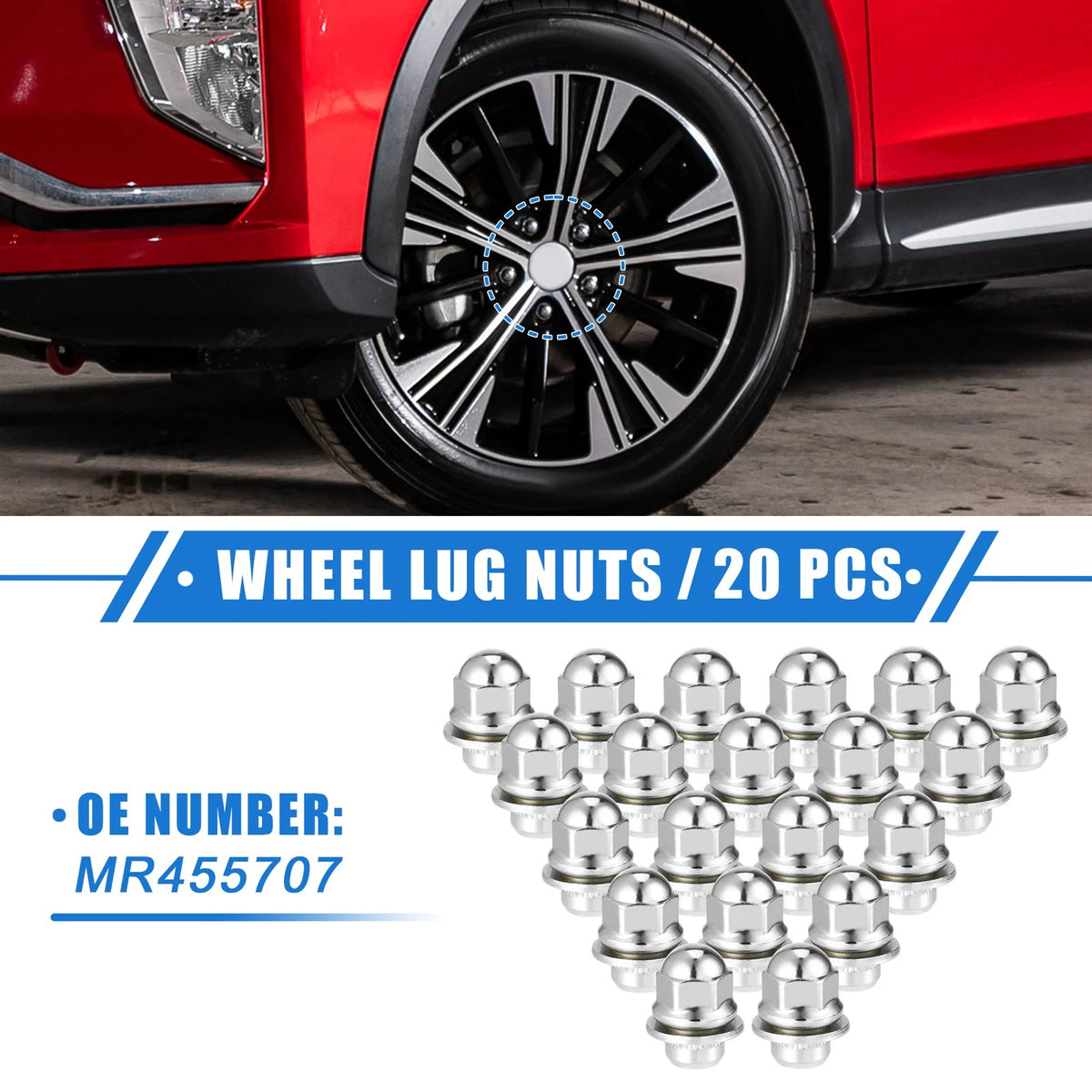 20 x M12x1.5 Wheel Lug Nuts for Mitsubishi Endeavor, Outlander (2004-2013)