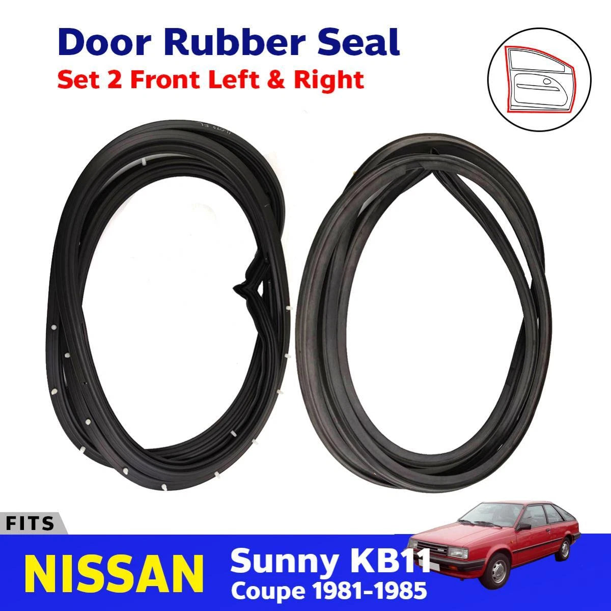 Door Rubber Weatherstrip Pair Fits Nissan Sentra Sunny KB11 2D Coupe 1981-85 D06