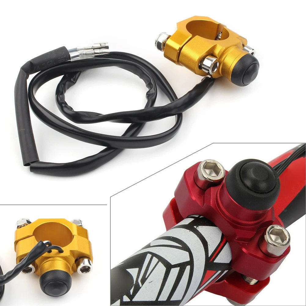 7/8" Rotating Bar Clamp Start Stop Kill Switch Button for Handlebar Gold