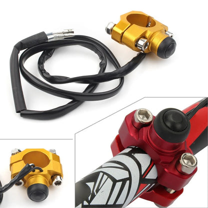 7/8" Rotating Bar Clamp Start Stop Kill Switch Button for Handlebar Gold