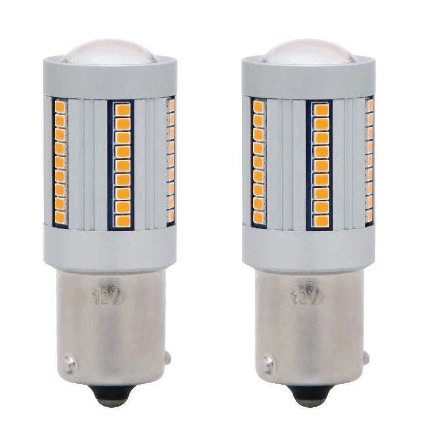 2 x LED Amber Indicator Signal Light Bulbs BAU15S for Universal (12V)