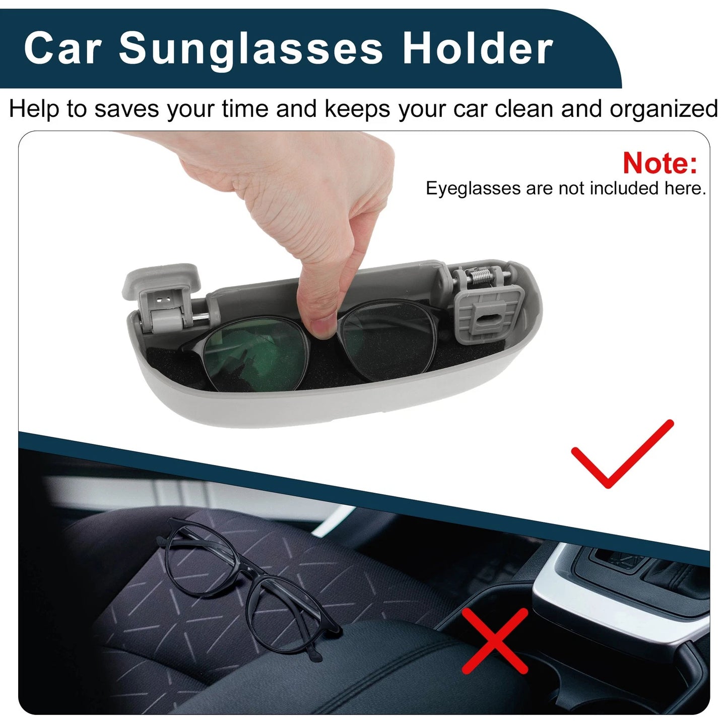 Sunglasses Case for Mitsubishi Outlander Eyeglasses Holder Storage Box Grey