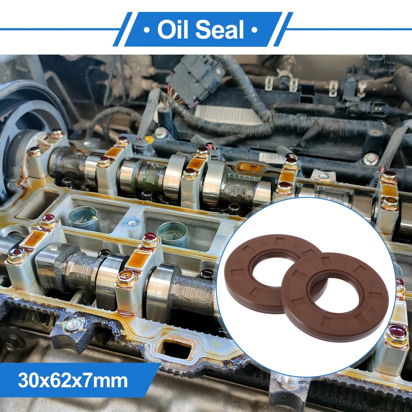 Oil seal 30x62x7mm Brown 2 x Rotary shaft seal