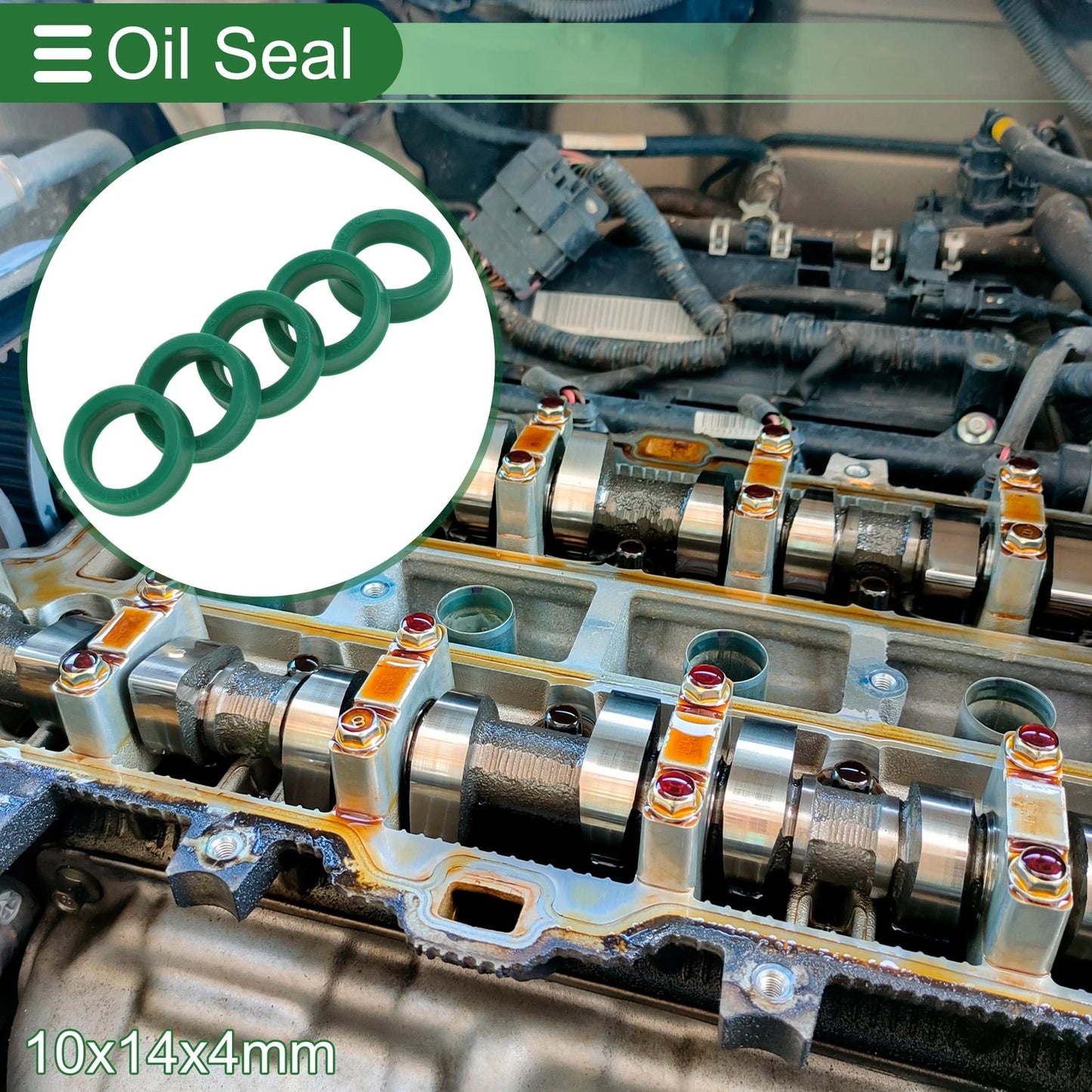 Oil Seal Rotary Shaft Seal TPU 10x14x4mm Green 5 Pcs