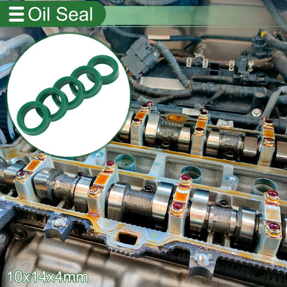 Oil Seal Rotary Shaft Seal TPU 10x14x4mm Green 5 Pcs