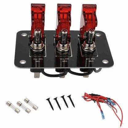 3 Gang Toggle Rocker Switch Panel with LED for Car Boat RV Marine