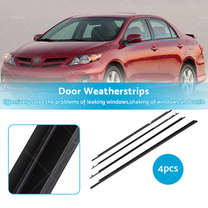 4x Window Weather Strip Seals for Toyota Corolla Sedan (2009-2012)
