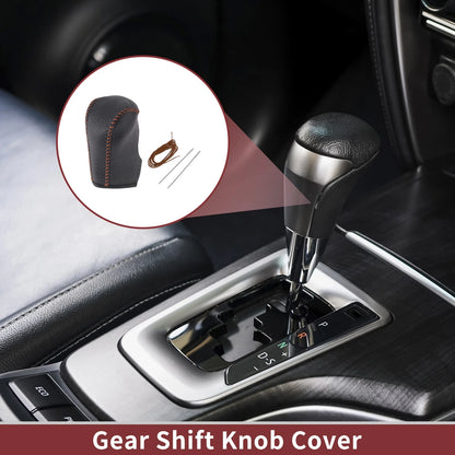 Gear Shift Knob Cover for Nissan Murano (2009-2013) Black Brown Faux Leather