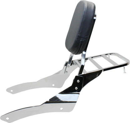 Chrome Backrest Sissy Bar Luggage Rack for Yamaha Vstar 650 400 Classic (98-18)