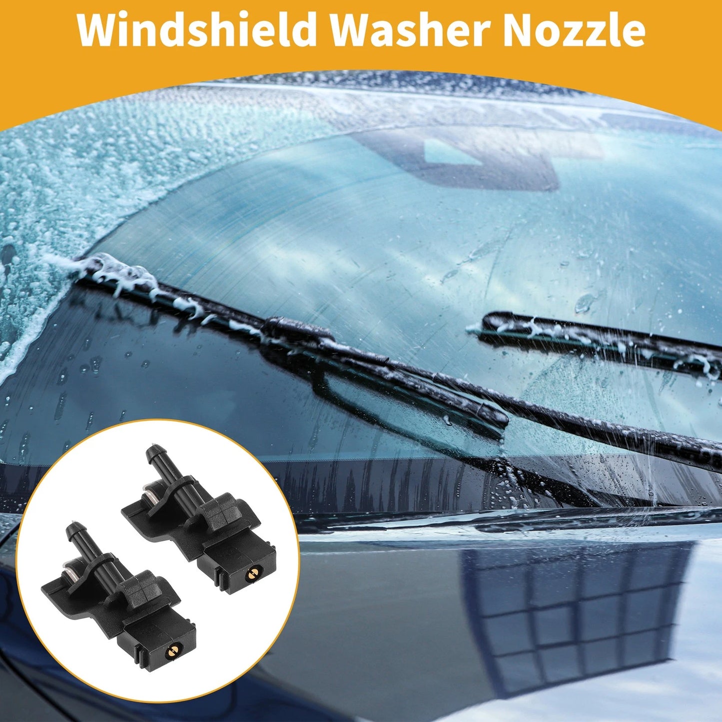 2 x Front Windshield Washer Nozzle Black for Toyota Auris (2012–2015)