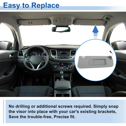 Right Side Sun Visor for BMW 3 Series E90 Sedan (2007-2013) Gray