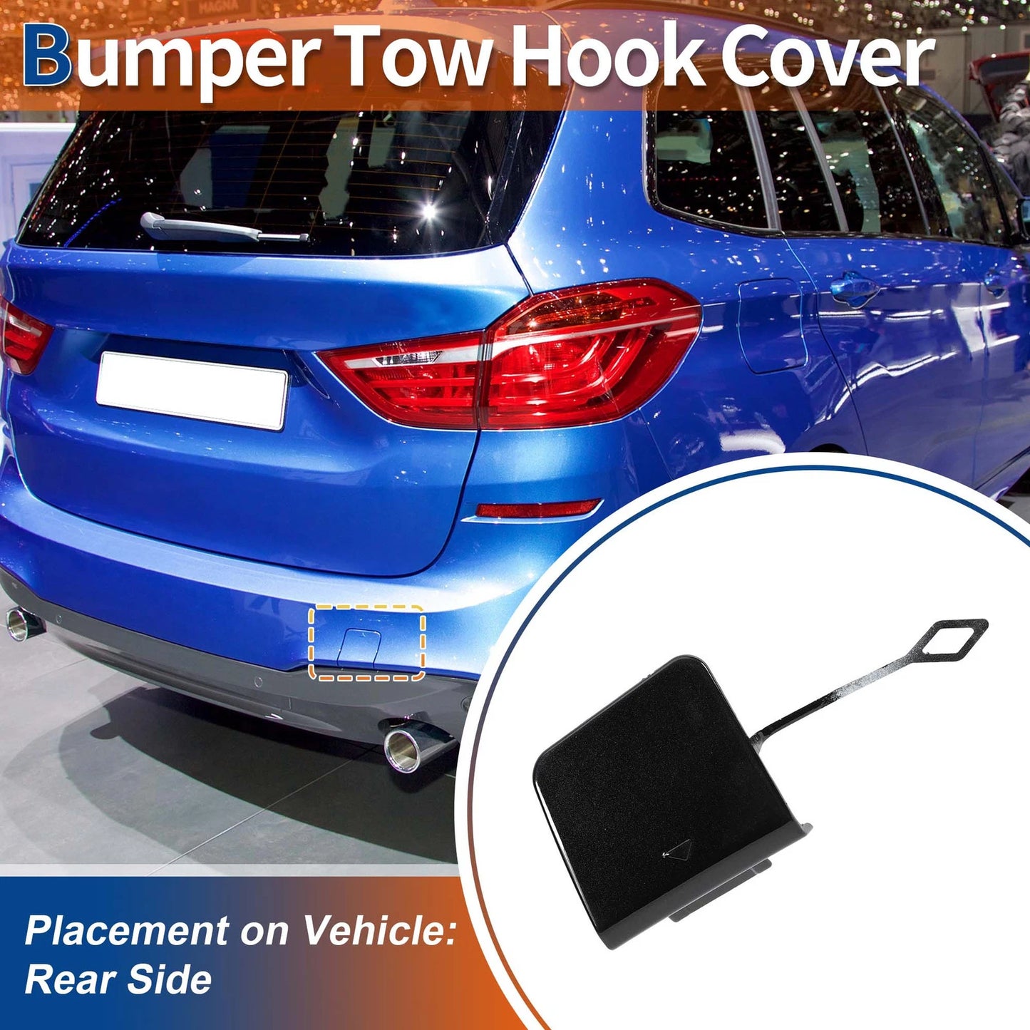 Rear Tow Hook Cover for BMW 2 Series (2014-2021) Black Sapphire